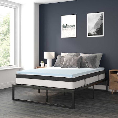 Flash Furniture 10" Queen Mattress, 14" Bed frame & 2" Topper Set XU-BD10-10PSM2M35-Q-GG
